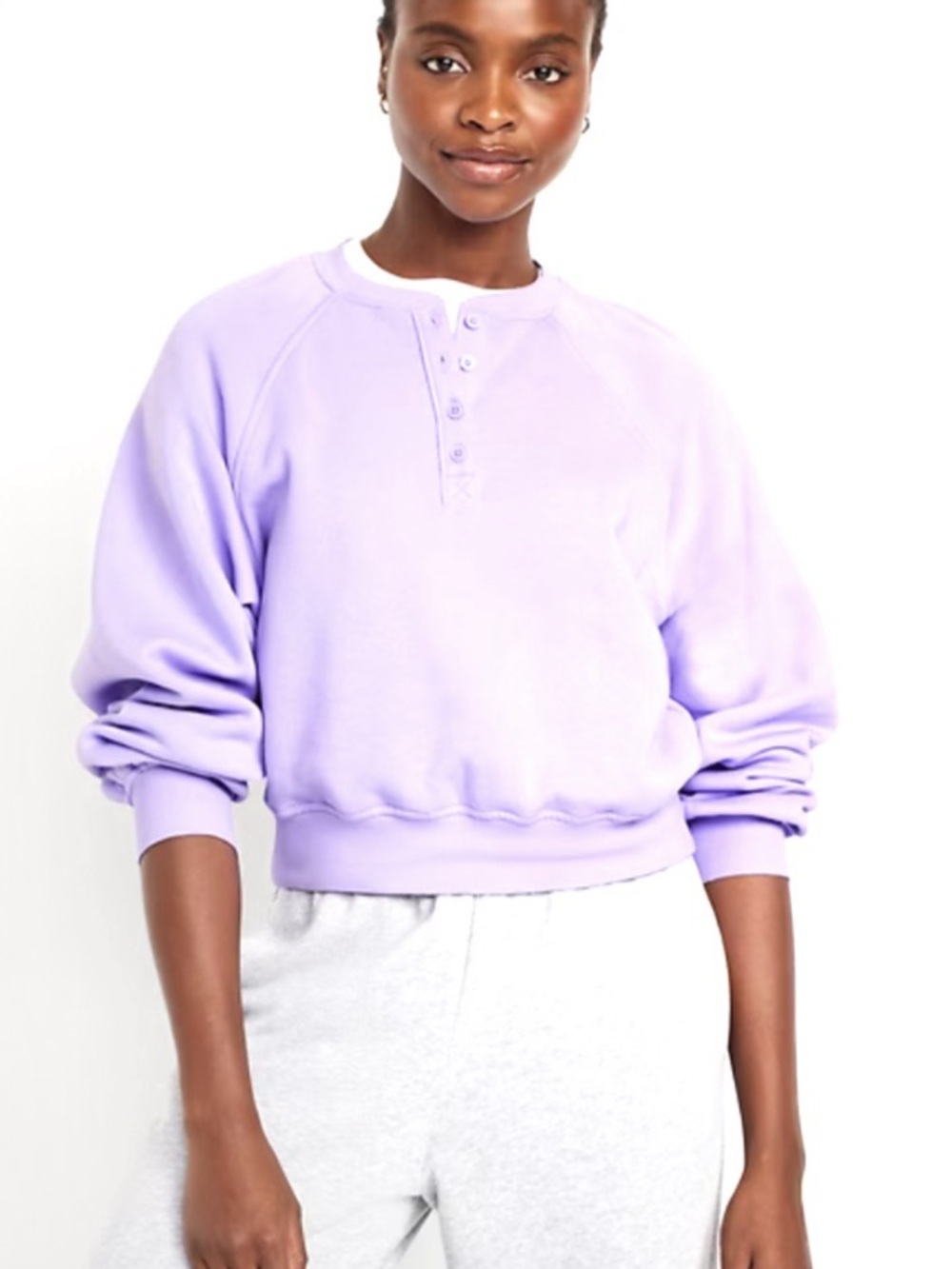 Old Navy SoComfy Oversized Henley Button-Front Sweatshirt Pastel Purple size Med